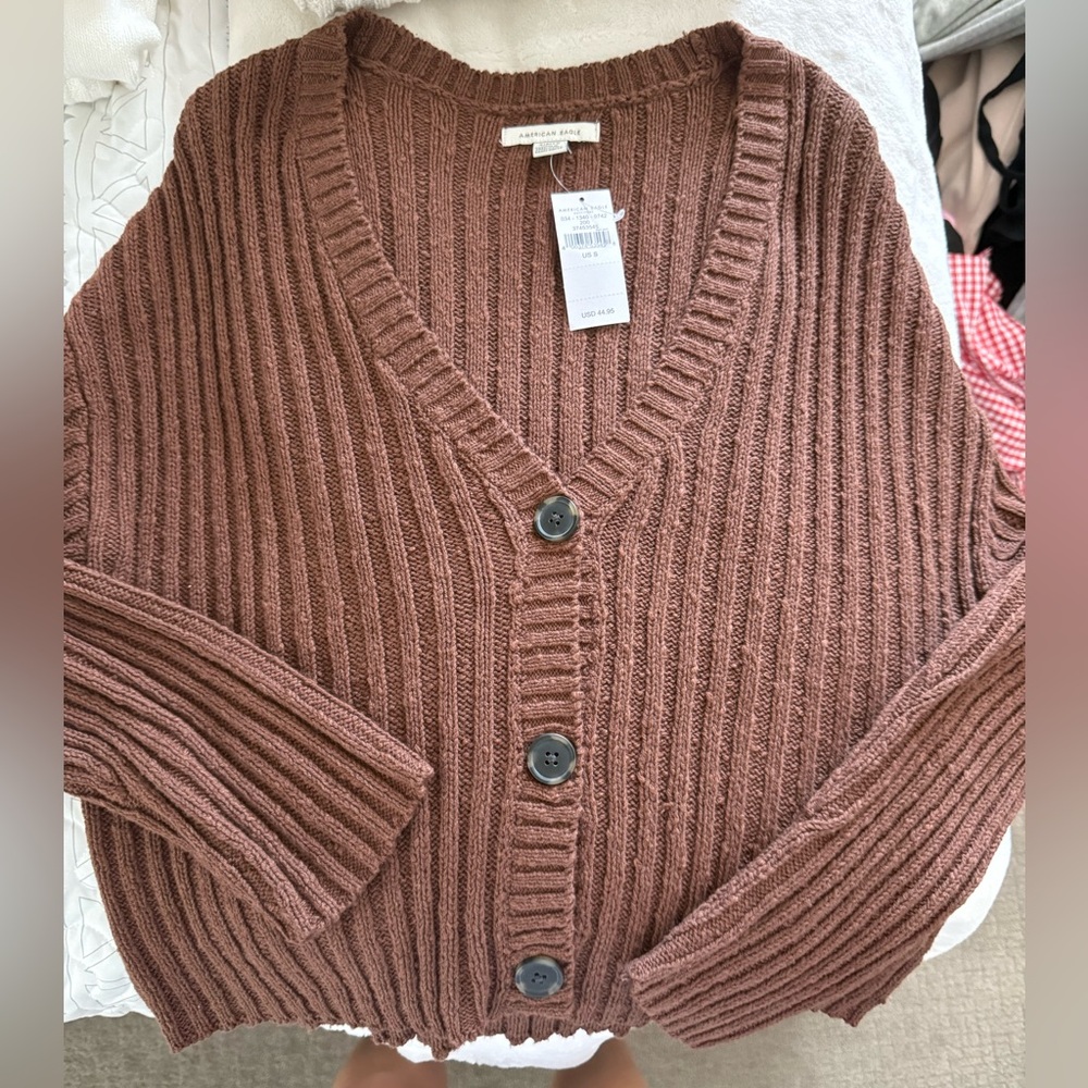 american eagle brown cardigan